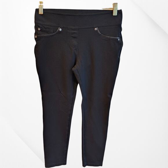Women's Black Nygard Slims Pull On Capri Jeggings With Piping Trim- S - Picture 3 of 8